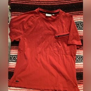 Lacoste t shirt- zip chest pocket-Red- Regular Fit SZ (6) L